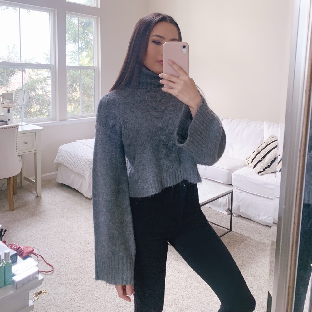 LPA Soft Gray Bell Sleeve Sweater